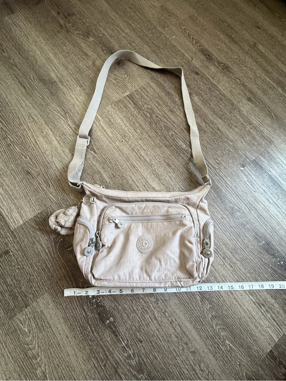 Kipling Light Beige Crossbody Bag with Multiple Zips